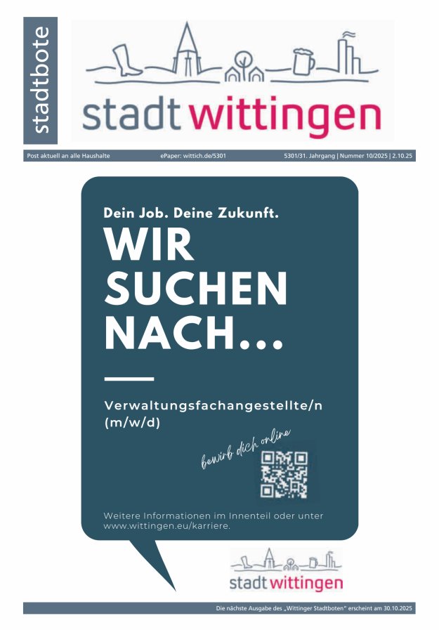 Wittinger Stadtbote Titelblatt 10/2025