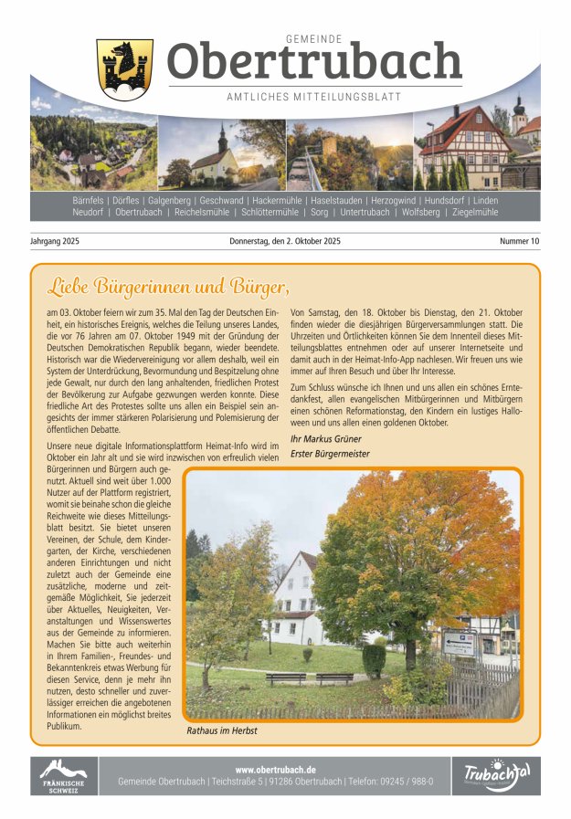 Obertrubach Titelblatt 10/2025