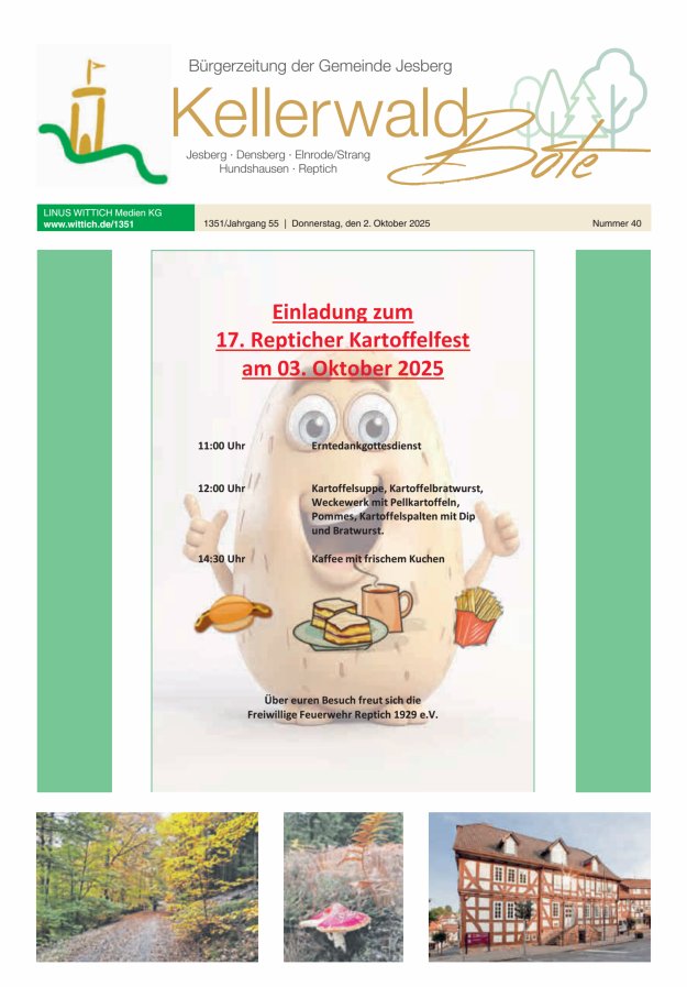 Kellerwaldbote - Bürgerzeitung der Gemeinde Jesberg Titelblatt 40/2025