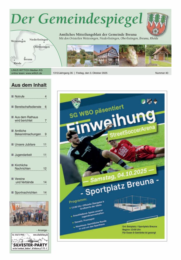 Der Gemeindespiegel (Breuna) Titelblatt 40/2025