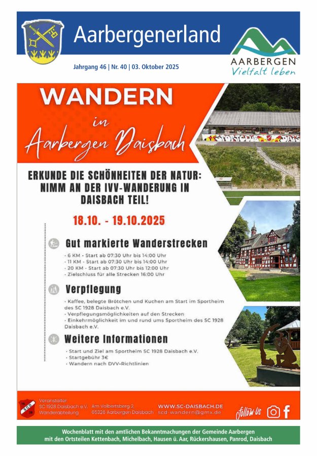 Aarbergenerland - Wochenblatt mit den amtlichen Bekanntmachungen Titelblatt 40/2025