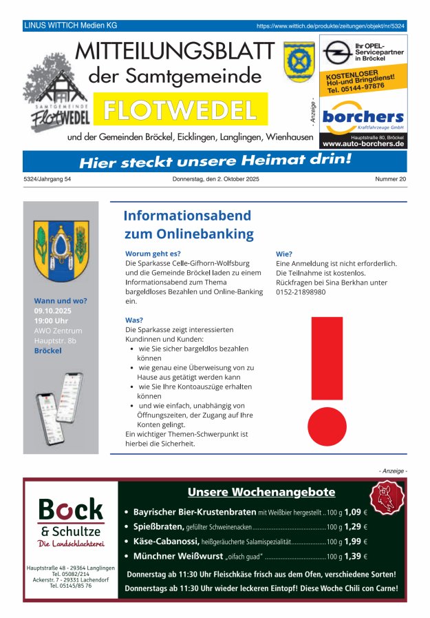 Mitteilungsblatt der Samtgemeinde Flotwedel Titelblatt 20/2025
