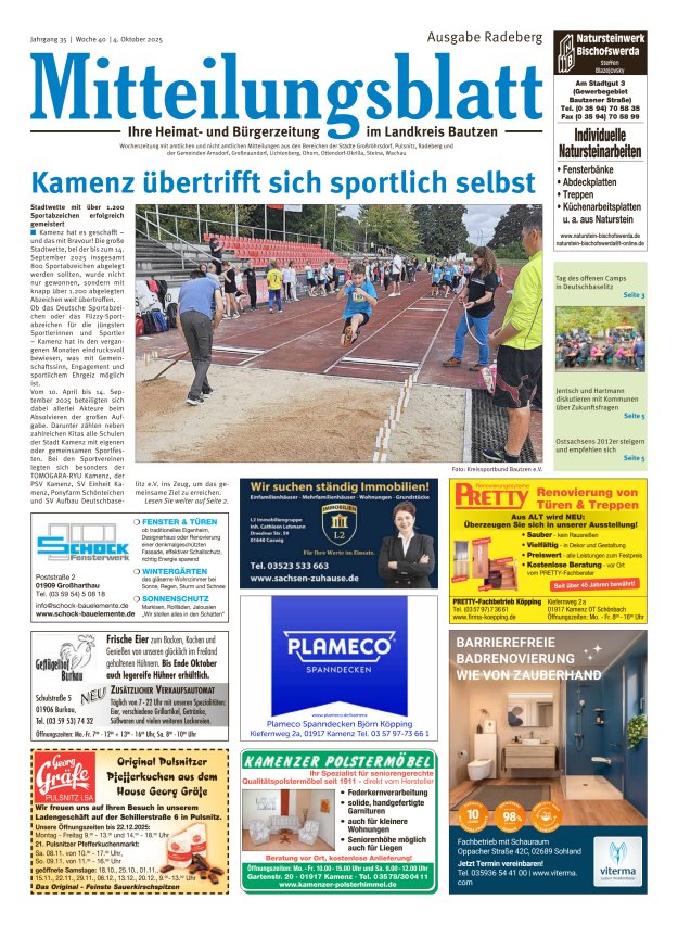 Mitteilungsblatt LK Bautzen Ausgabe Radeberg Titelblatt 20/2025