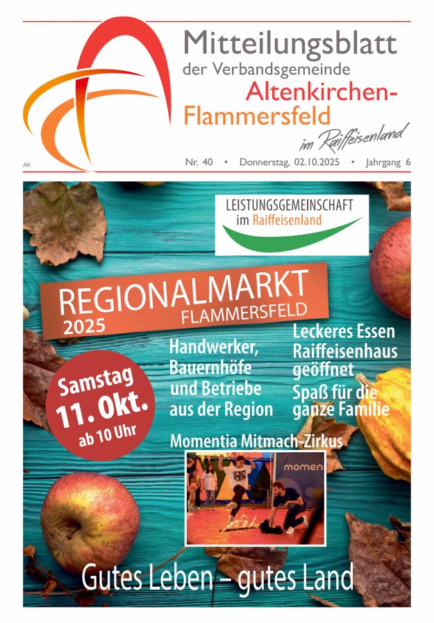 Mitteilungsblatt Verbandsgemeinde Altenkirchen-Flammersfeld Titelblatt 40/2025