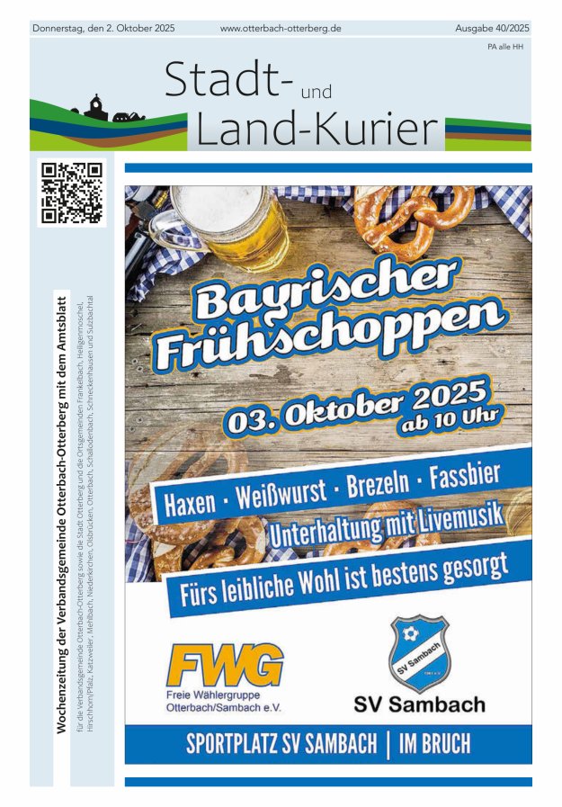 Stadt- und Land-Kurier Otterbach-Otterberg Titelblatt 40/2025