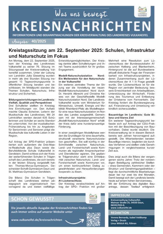 Kreisnachrichten Titelblatt 40/2025