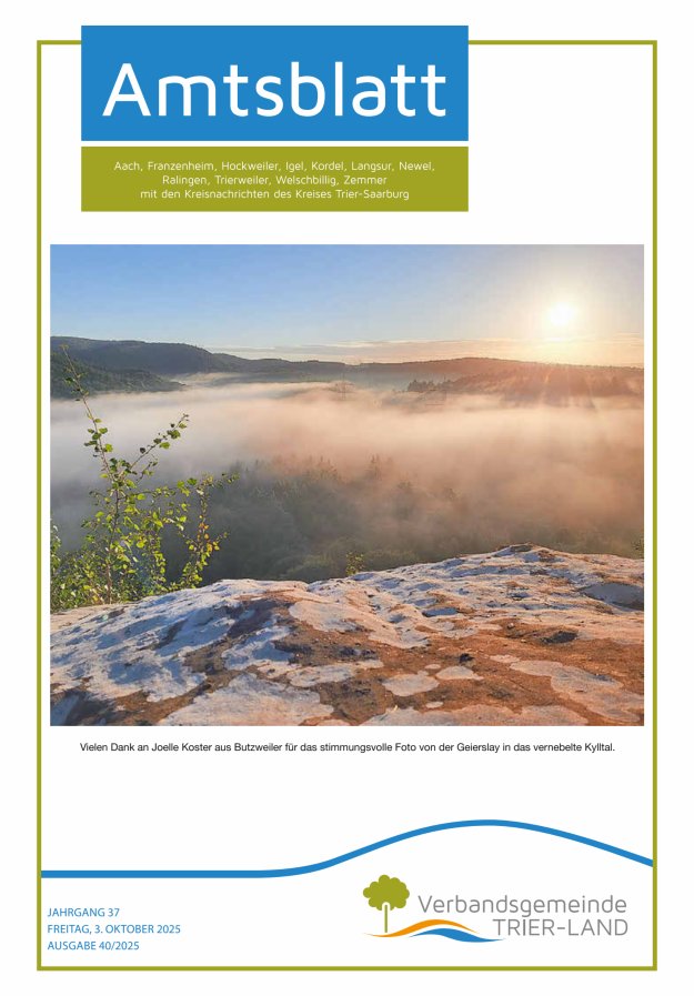 Amtsblatt VG Trier-Land Titelblatt 40/2025