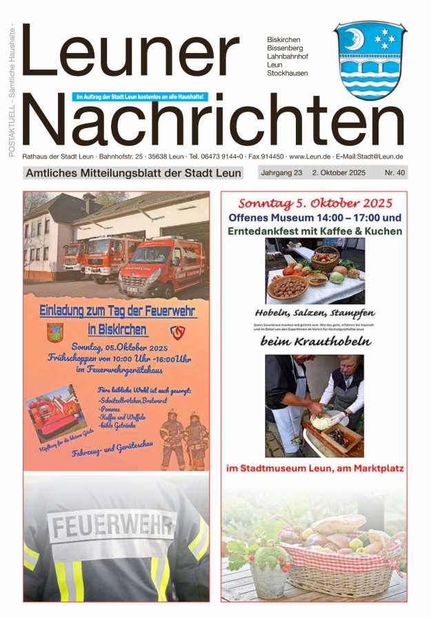 Leuner Nachrichten Titelblatt 40/2025