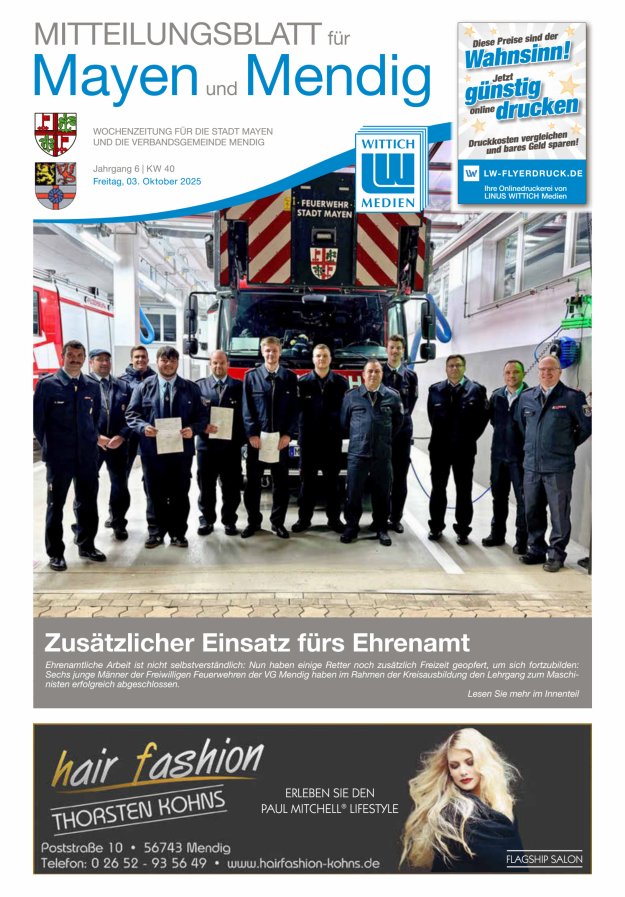 Mitteilungsblatt für Mayen und Mendig Titelblatt 40/2025