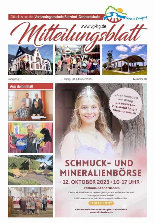 Aktuelles aus der VG Betzdorf-Gebhardshain Ausgabe Gebhardshain Titelblatt 40/2025