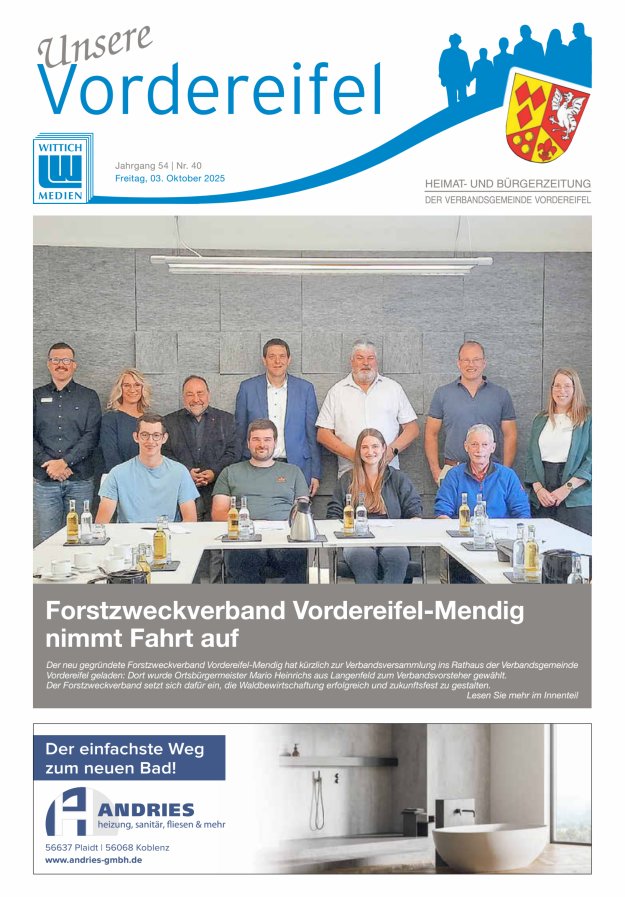 Mitteilungsblatt Vordereifel - Heimat- u Bürgerzeitung der VG Vordereifel Titelblatt 40/2025