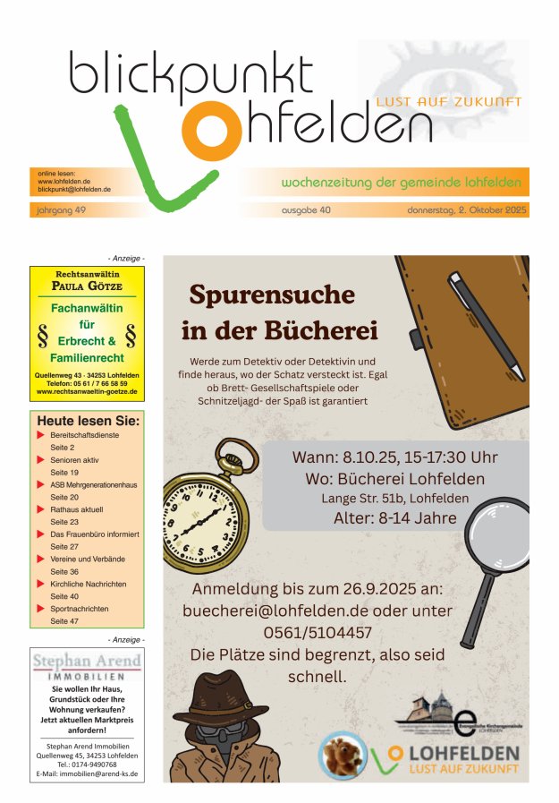 Blickpunkt Lohfelden Titelblatt 40/2025