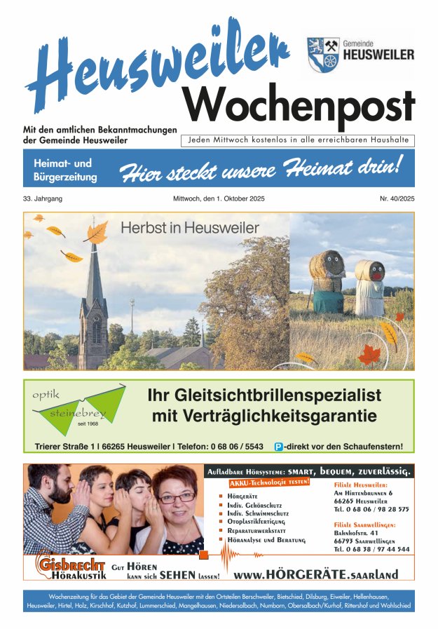 Heusweiler Wochenpost Titelblatt 40/2025