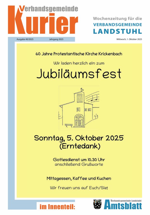 Verbandsgemeinde Kurier Landstuhl Titelblatt 40/2025