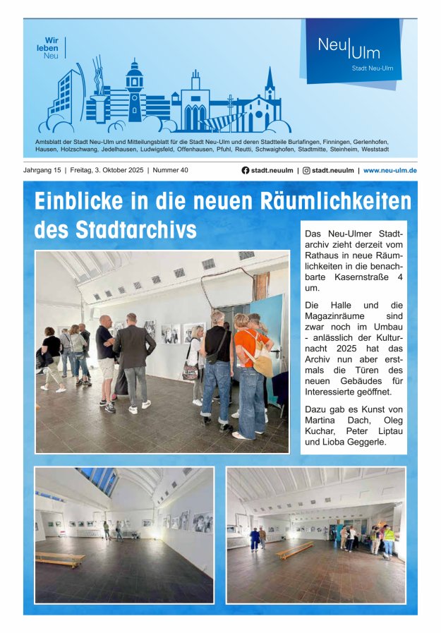 Amtsblatt der Stadt Neu-Ulm und Mitteilungsblatt für die Stadt Neu-Ulm Titelblatt 40/2025