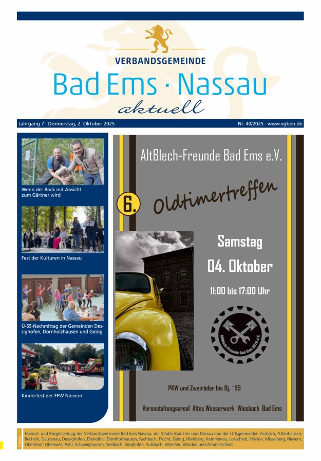 Bad Ems-Nassau aktuell Ausgabe Nassau Titelblatt 40/2025