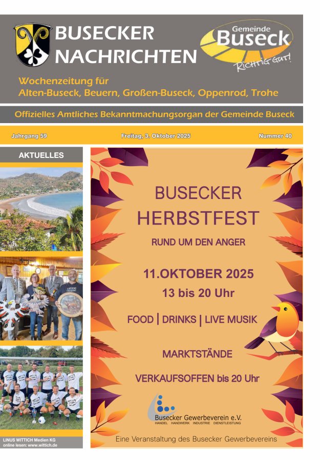 Busecker Nachrichten Titelblatt 40/2025