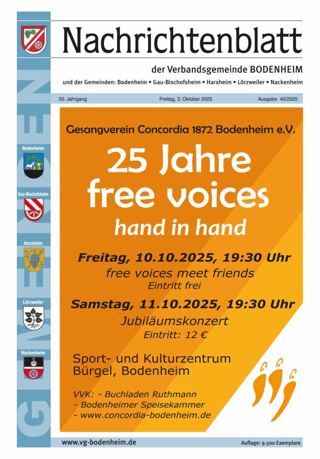 Nachrichtenblatt der VG Bodenheim              Titelblatt 40/2025