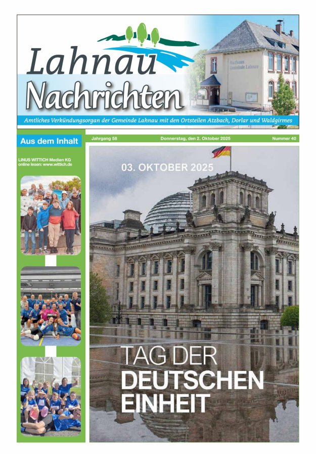 Lahnau Nachrichten Titelblatt 40/2025
