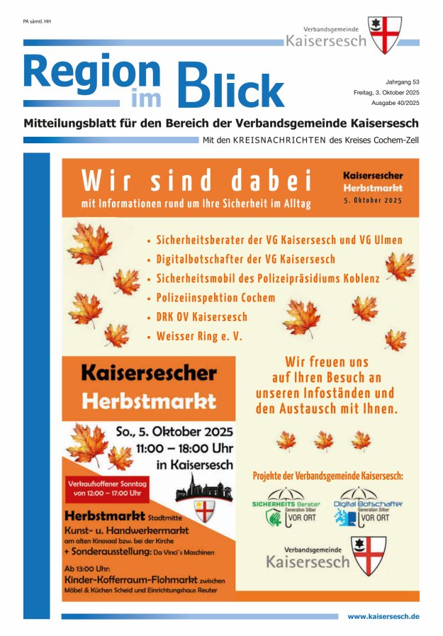 Region im Blick VG Kaisersesch Titelblatt 40/2025