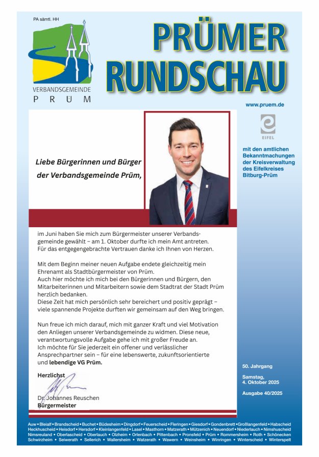 Prümer Rundschau Titelblatt 40/2025