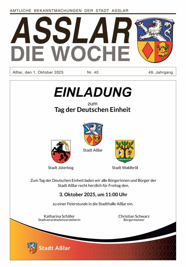 Asslar - Die Woche Titelblatt 40/2025