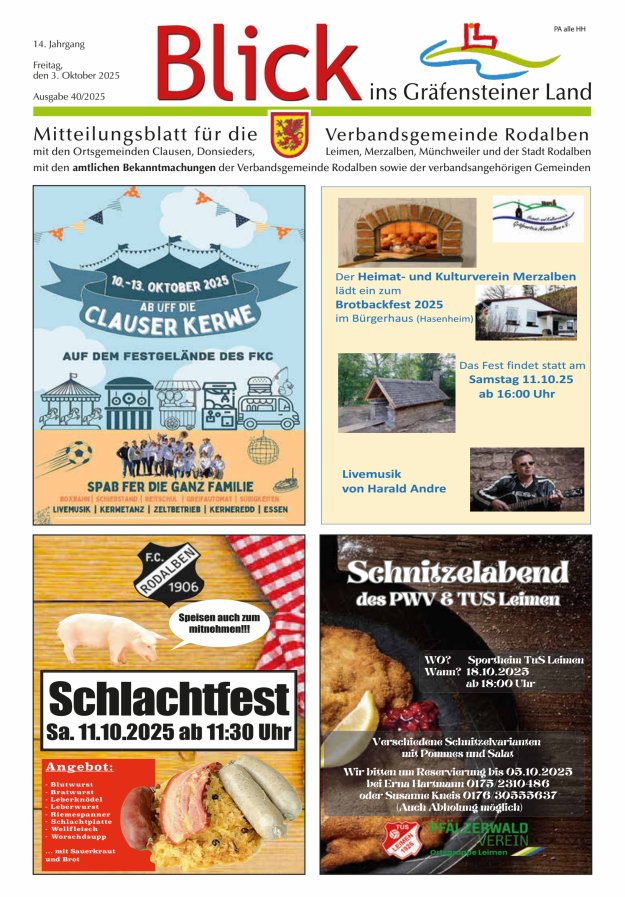 Blick ins Gräfensteiner Land VG Rodalben Titelblatt 40/2025