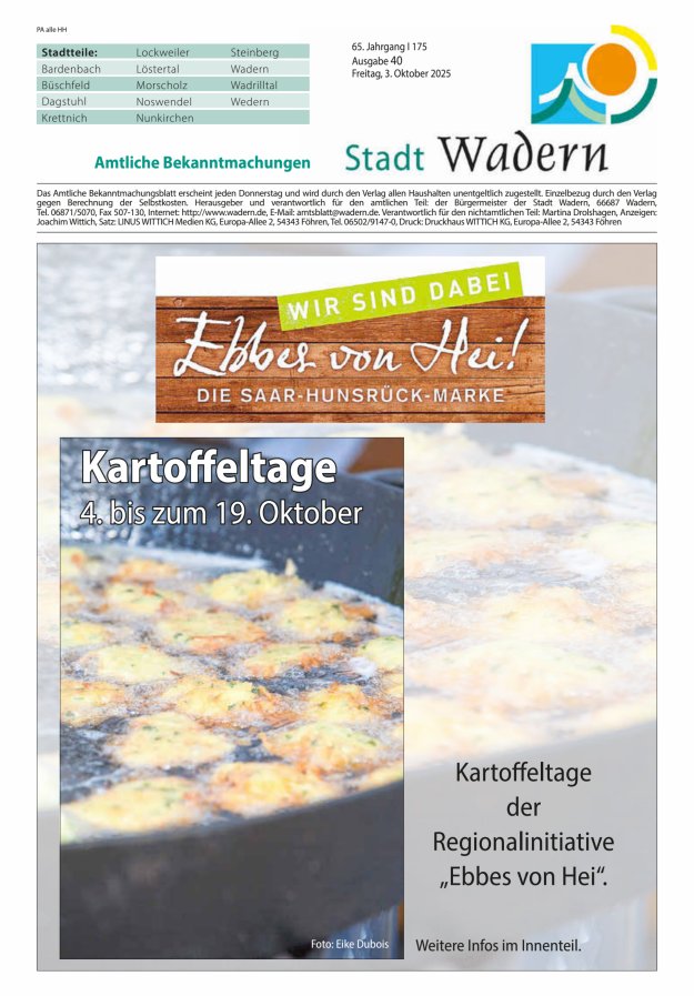 Stadt Wadern Titelblatt 40/2025