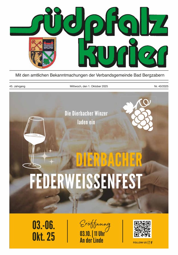 Südpfalz Kurier - VG Bad Bergzabern Titelblatt 40/2025