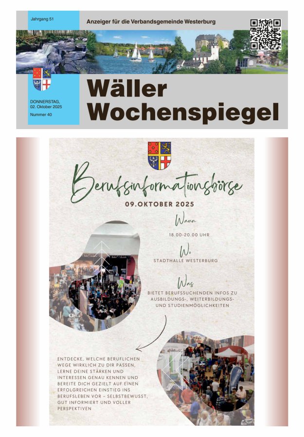 Wäller Wochenspiegel - Anzeiger für die Verbandsgemeinde Westerburg Titelblatt 40/2025