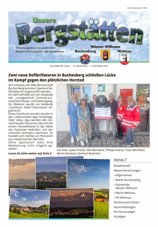 Unsere Bergstätten Mitteilungsblatt mit amtlichem Bekanntmachungsteil Titelblatt 40/2025