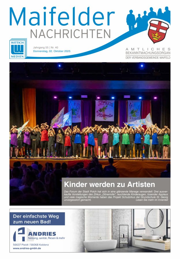 Maifelder Nachrichten - Wochenzeitung der Verbandsgemeinde Maifeld Titelblatt 40/2025