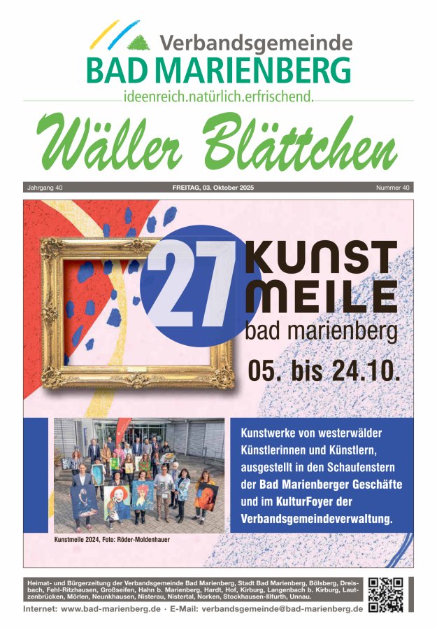 Wäller Blättchen - Verbandsgemeinde Bad Marienberg Titelblatt 40/2025