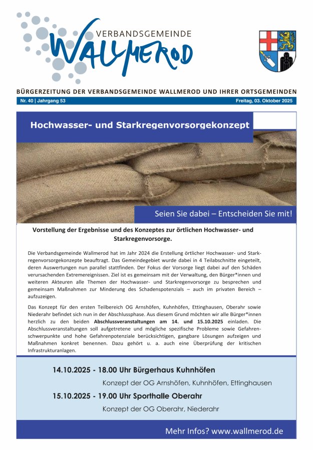 Wir über uns - Verbandsgemeinde Wallmerod Titelblatt 40/2025