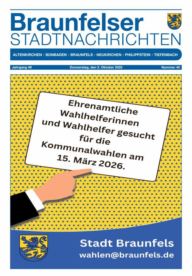 Braunfelser Stadtnachrichten Titelblatt 40/2025
