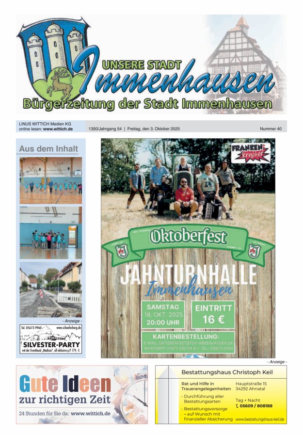 Unsere Stadt Immenhausen Titelblatt 40/2025