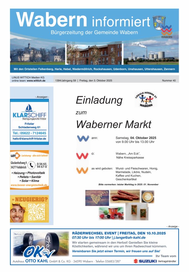 Wabern informiert Titelblatt 40/2025