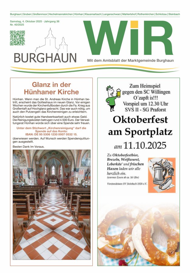 WIR - mit Amtsblatt der Marktgemeinde Burghaun Titelblatt 40/2025