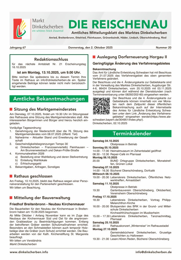 Die Reischenau Titelblatt 20/2025