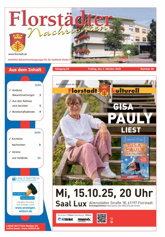 Florstädter Nachrichten Titelblatt 40/2025