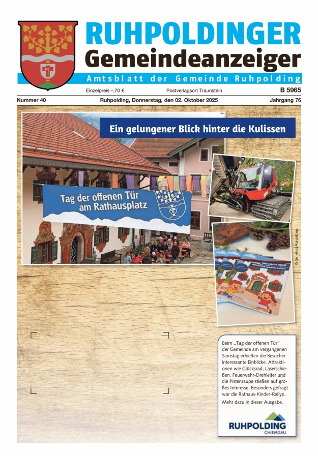 Ruhpoldinger Gemeindeanzeiger Titelblatt 40/2025