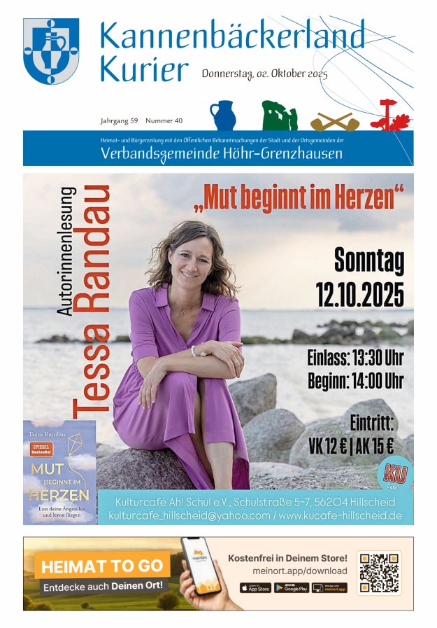 Kannenbäckerland-Kurier Verbandsgemeinde Höhr-Grenzhausen Titelblatt 40/2025