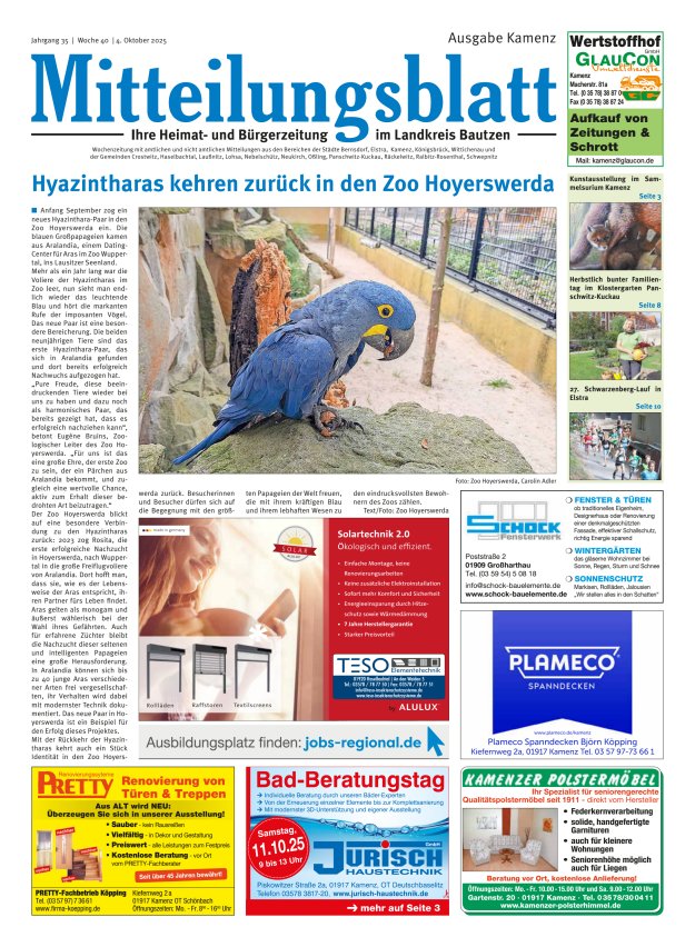 Mitteilungsblatt LK Bautzen Ausgabe Kamenz Titelblatt 39/2025