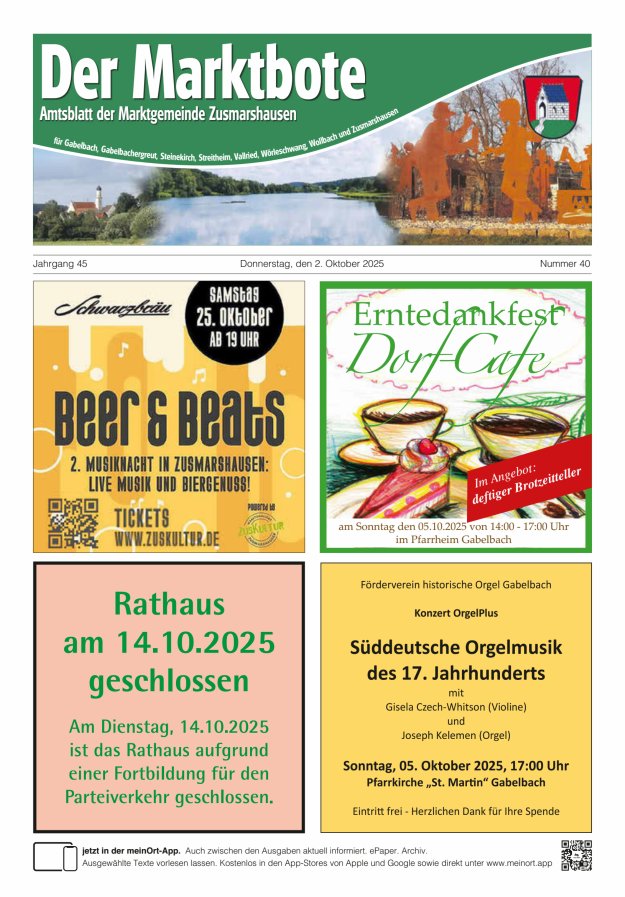 Zusmarshausen - Der Marktbote Titelblatt 40/2025