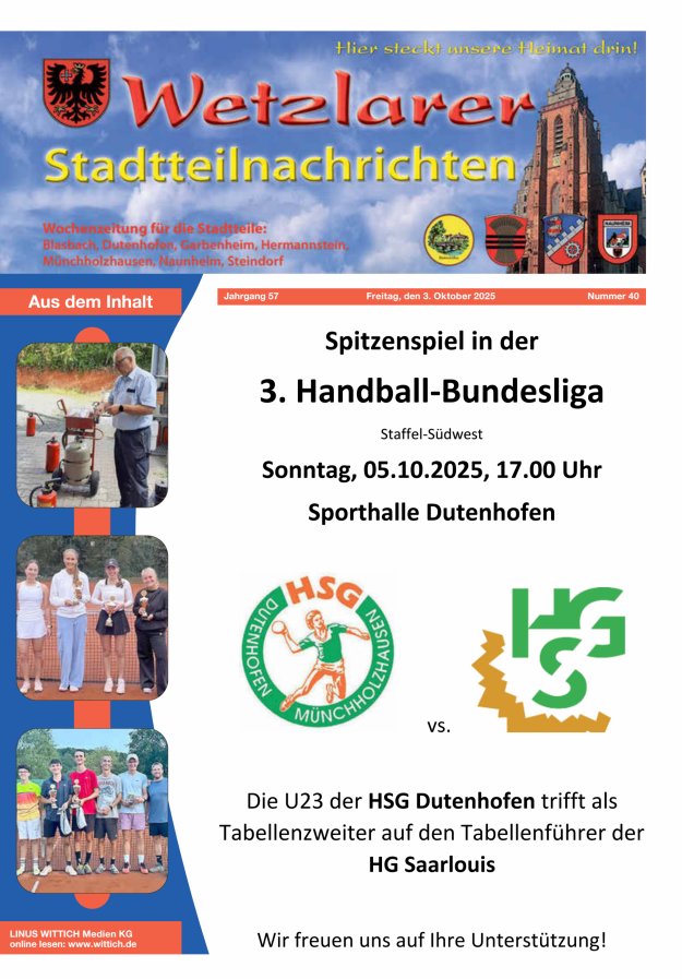 Wetzlarer Stadtteilnachrichten Titelblatt 40/2025
