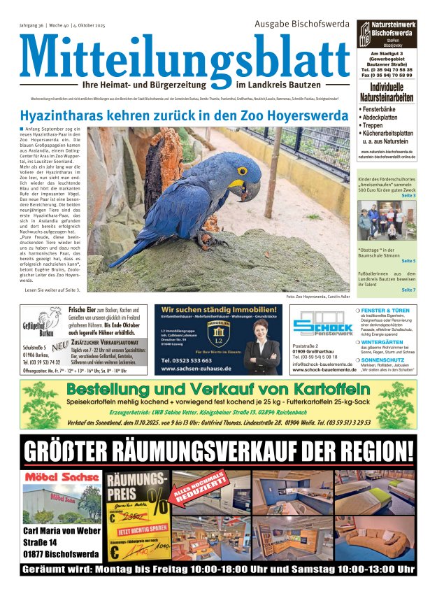 Mitteilungsblatt LK Bautzen Ausgabe Bischofswerda Titelblatt 39/2025