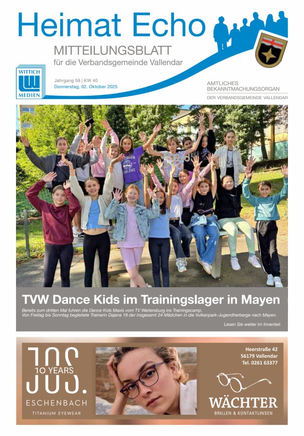 Heimat-Echo - Heimat- und Bürgerzeitung Verbandsgemeinde Vallendar Titelblatt 40/2025