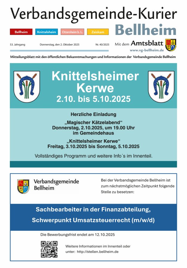 Verbandsgemeinde-Kurier Bellheim Titelblatt 40/2025