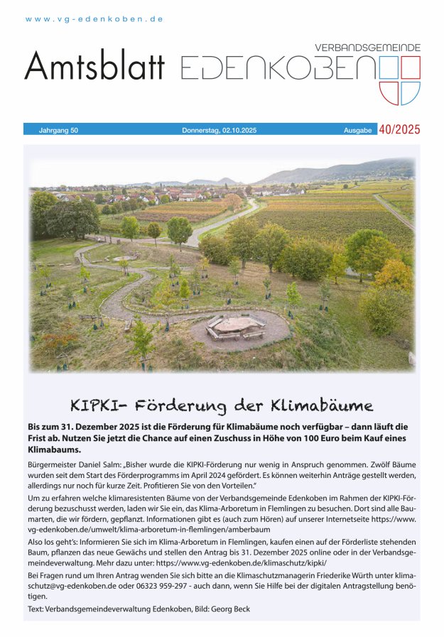Amtsblatt VG Edenkoben Titelblatt 40/2025