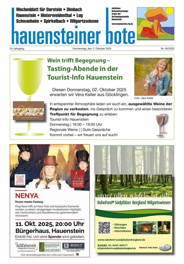 Hauensteiner Bote Titelblatt 40/2025